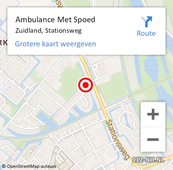 Locatie op kaart van de 112 melding: Ambulance Met Spoed Naar Zuidland, Stationsweg op 22 april 2023 19:56