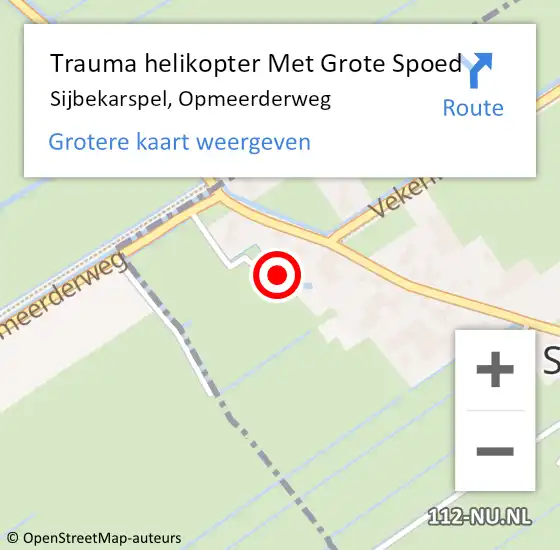 Locatie op kaart van de 112 melding: Trauma helikopter Met Grote Spoed Naar Sijbekarspel, Opmeerderweg op 22 april 2023 20:32