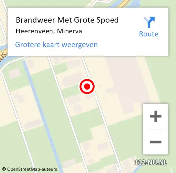 Locatie op kaart van de 112 melding: Brandweer Met Grote Spoed Naar Heerenveen, Minerva op 23 april 2023 01:36
