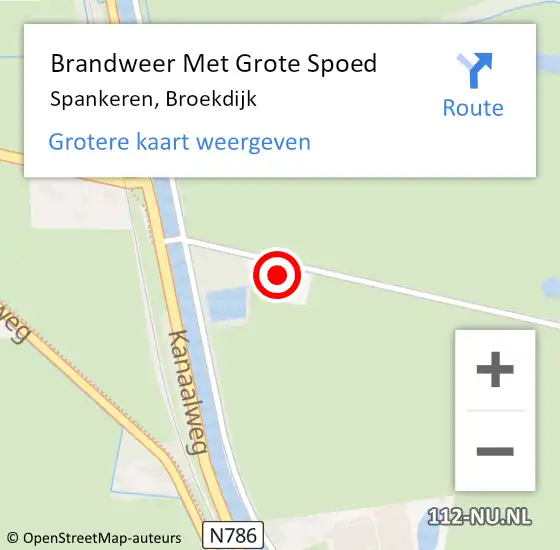 Locatie op kaart van de 112 melding: Brandweer Met Grote Spoed Naar Spankeren, Broekdijk op 23 april 2023 04:16