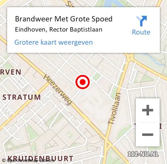 Locatie op kaart van de 112 melding: Brandweer Met Grote Spoed Naar Eindhoven, Rector Baptistlaan op 23 april 2023 04:41