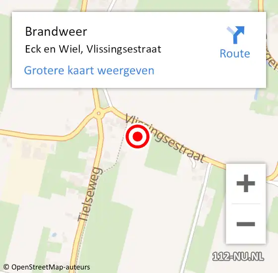 Locatie op kaart van de 112 melding: Brandweer Eck en Wiel, Vlissingsestraat op 23 april 2023 07:45