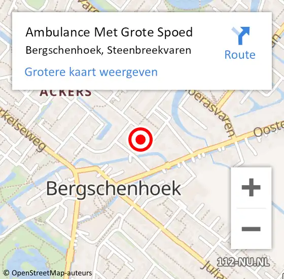 Locatie op kaart van de 112 melding: Ambulance Met Grote Spoed Naar Bergschenhoek, Steenbreekvaren op 23 april 2023 08:02