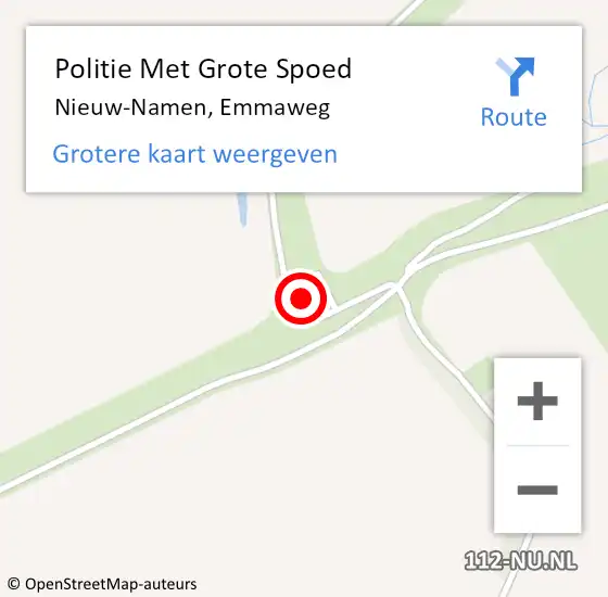 Locatie op kaart van de 112 melding: Politie Met Grote Spoed Naar Nieuw-Namen, Emmaweg op 23 april 2023 10:37