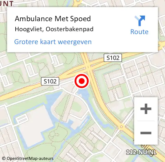 Locatie op kaart van de 112 melding: Ambulance Met Spoed Naar Hoogvliet, Oosterbakenpad op 23 april 2023 10:47
