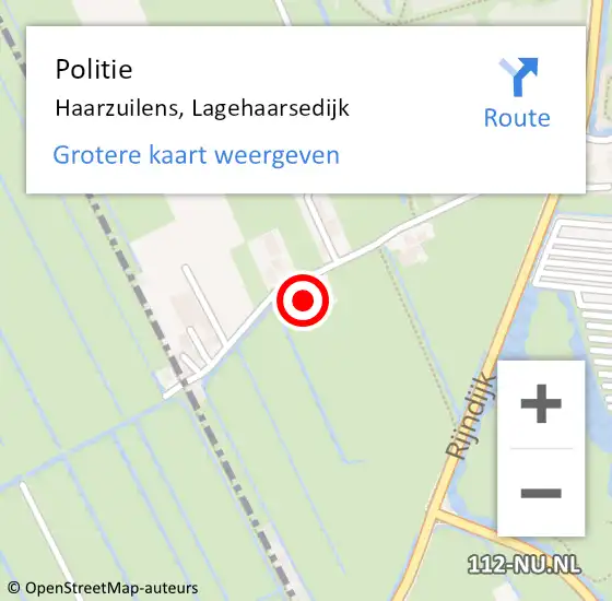 Locatie op kaart van de 112 melding: Politie Haarzuilens, Lagehaarsedijk op 23 april 2023 11:12