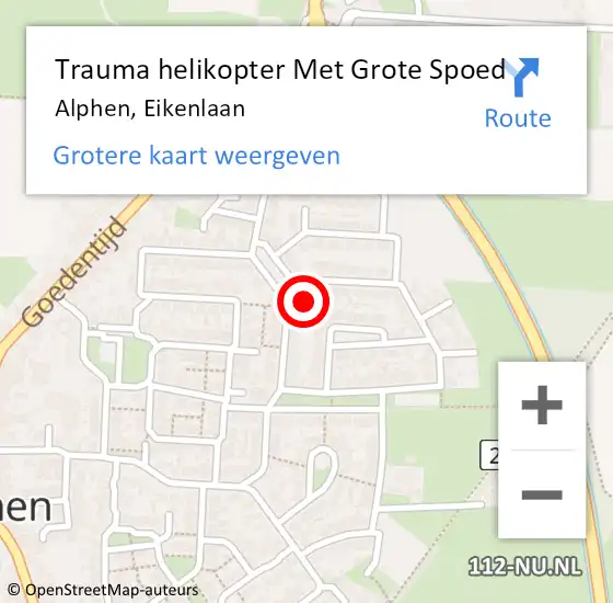 Locatie op kaart van de 112 melding: Trauma helikopter Met Grote Spoed Naar Alphen, Eikenlaan op 23 april 2023 16:51