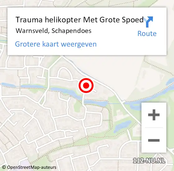 Locatie op kaart van de 112 melding: Trauma helikopter Met Grote Spoed Naar Warnsveld, Schapendoes op 23 april 2023 16:58