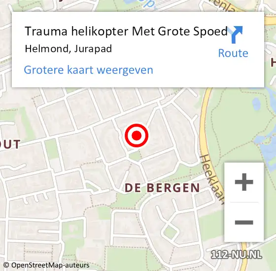 Locatie op kaart van de 112 melding: Trauma helikopter Met Grote Spoed Naar Helmond, Jurapad op 23 april 2023 17:01