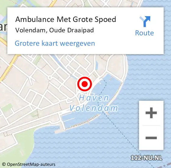 Locatie op kaart van de 112 melding: Ambulance Met Grote Spoed Naar Volendam, Oude Draaipad op 23 april 2023 19:01