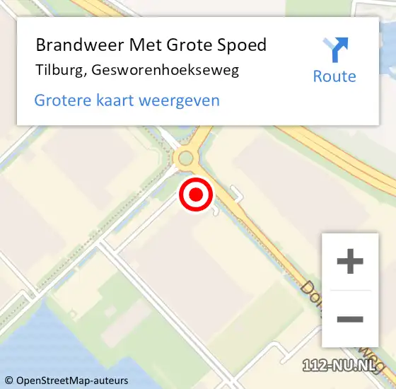 Locatie op kaart van de 112 melding: Brandweer Met Grote Spoed Naar Tilburg, Gesworenhoekseweg op 23 april 2023 19:06