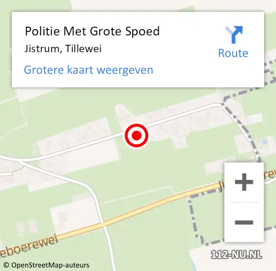 Locatie op kaart van de 112 melding: Politie Met Grote Spoed Naar Jistrum, Tillewei op 23 april 2023 19:07