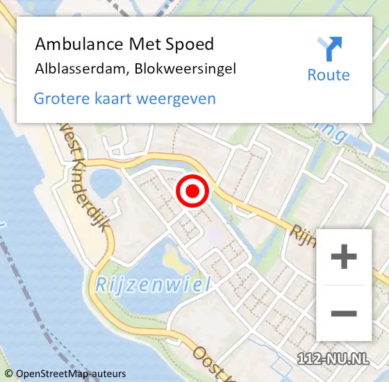 Locatie op kaart van de 112 melding: Ambulance Met Spoed Naar Alblasserdam, Blokweersingel op 23 april 2023 21:31