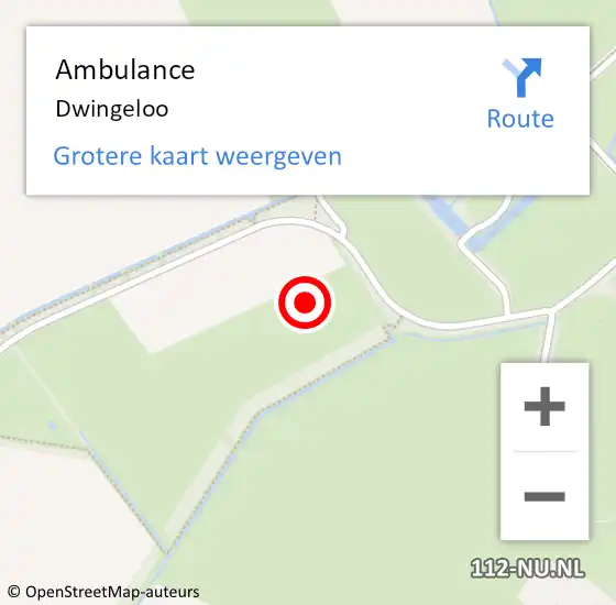 Locatie op kaart van de 112 melding: Ambulance Dwingeloo op 23 april 2023 22:12