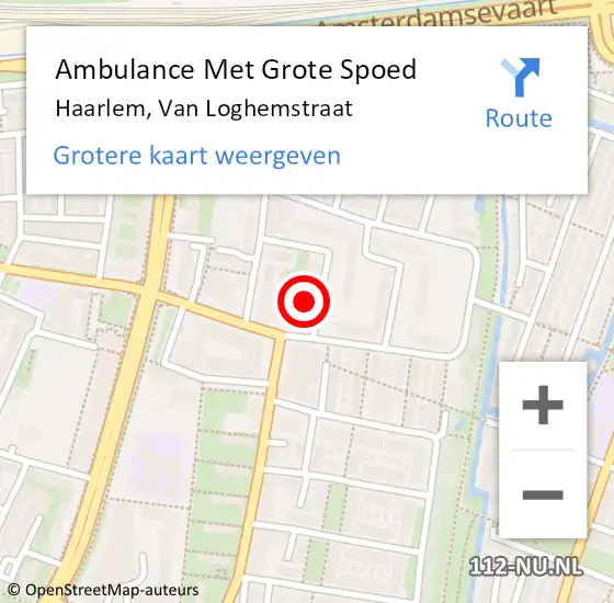 Locatie op kaart van de 112 melding: Ambulance Met Grote Spoed Naar Haarlem, Van Loghemstraat op 23 april 2023 23:25
