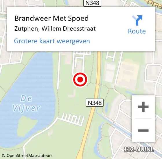 Locatie op kaart van de 112 melding: Brandweer Met Spoed Naar Zutphen, Willem Dreesstraat op 24 april 2023 00:07