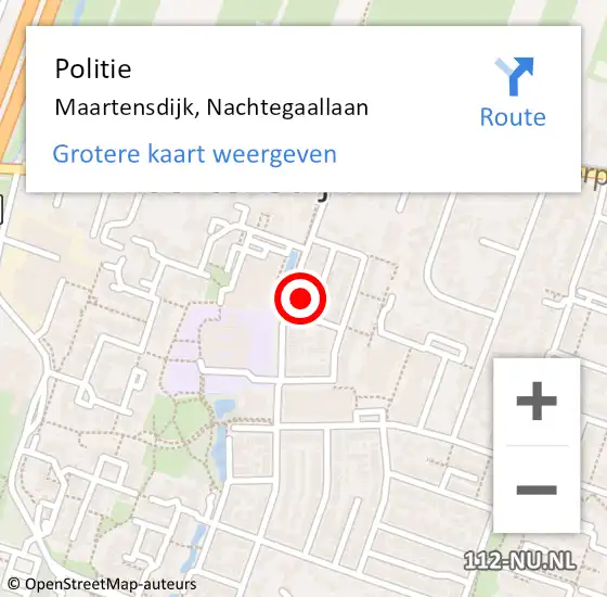 Locatie op kaart van de 112 melding: Politie Maartensdijk, Nachtegaallaan op 24 april 2023 06:31