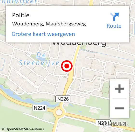 Locatie op kaart van de 112 melding: Politie Woudenberg, Maarsbergseweg op 24 april 2023 08:52