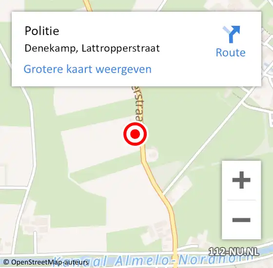 Locatie op kaart van de 112 melding: Politie Denekamp, Lattropperstraat op 24 april 2023 08:55