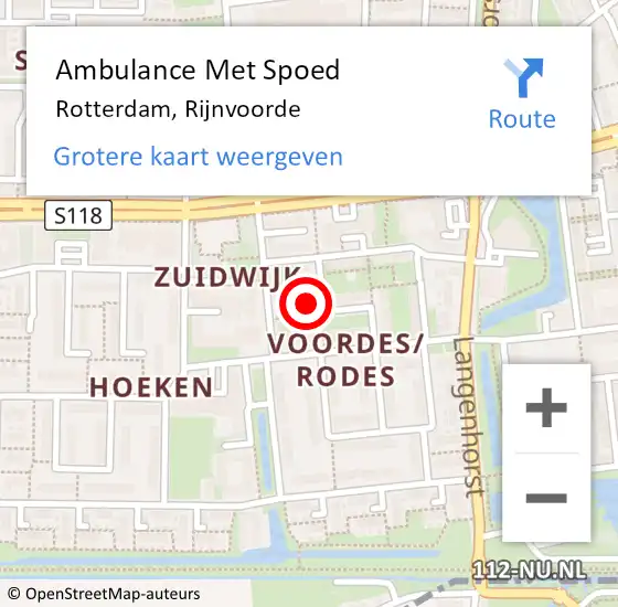 Locatie op kaart van de 112 melding: Ambulance Met Spoed Naar Rotterdam, Rijnvoorde op 24 april 2023 09:55