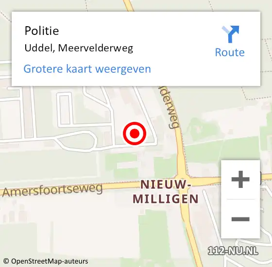 Locatie op kaart van de 112 melding: Politie Uddel, Meervelderweg op 24 april 2023 16:42