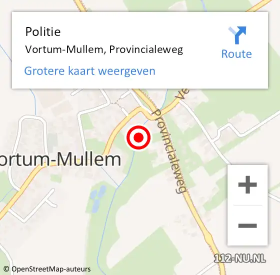 Locatie op kaart van de 112 melding: Politie Vortum-Mullem, Provincialeweg op 24 april 2023 17:28