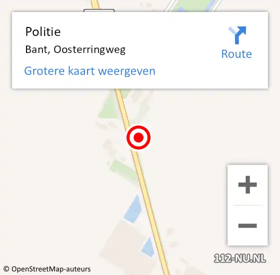 Locatie op kaart van de 112 melding: Politie Bant, Oosterringweg op 24 april 2023 17:37