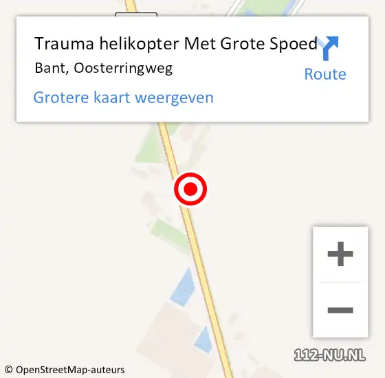 Locatie op kaart van de 112 melding: Trauma helikopter Met Grote Spoed Naar Bant, Oosterringweg op 24 april 2023 17:48
