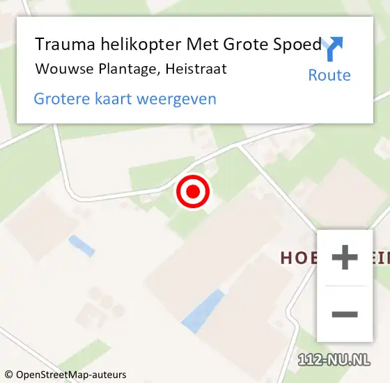 Locatie op kaart van de 112 melding: Trauma helikopter Met Grote Spoed Naar Wouwse Plantage, Heistraat op 24 april 2023 18:56
