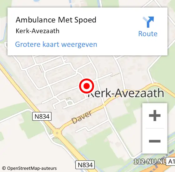 Locatie op kaart van de 112 melding: Ambulance Met Spoed Naar Kerk-Avezaath op 24 april 2023 19:17