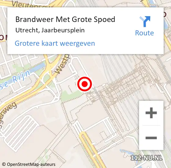 Locatie op kaart van de 112 melding: Brandweer Met Grote Spoed Naar Utrecht, Jaarbeursplein op 24 april 2023 23:47