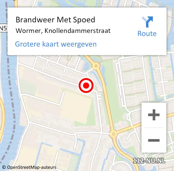 Locatie op kaart van de 112 melding: Brandweer Met Spoed Naar Wormer, Knollendammerstraat op 23 augustus 2014 10:47