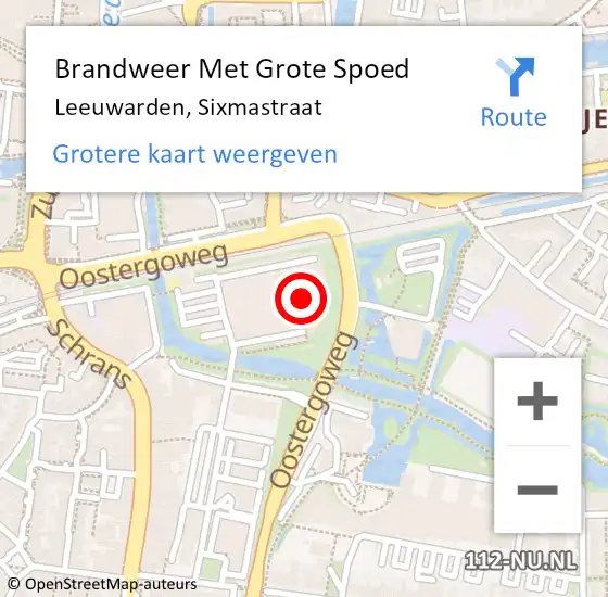Locatie op kaart van de 112 melding: Brandweer Met Grote Spoed Naar Leeuwarden, Sixmastraat op 25 april 2023 02:28