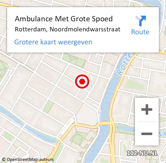 Locatie op kaart van de 112 melding: Ambulance Met Grote Spoed Naar Rotterdam, Noordmolendwarsstraat op 25 april 2023 04:09