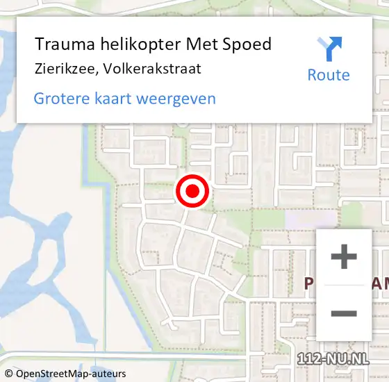 Locatie op kaart van de 112 melding: Trauma helikopter Met Spoed Naar Zierikzee, Volkerakstraat op 25 april 2023 11:59