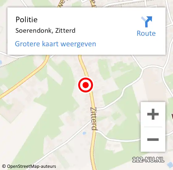 Locatie op kaart van de 112 melding: Politie Soerendonk, Zitterd op 25 april 2023 12:06