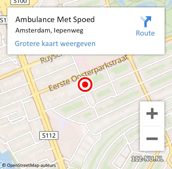 Locatie op kaart van de 112 melding: Ambulance Met Spoed Naar Amsterdam, Iepenweg op 25 april 2023 12:45