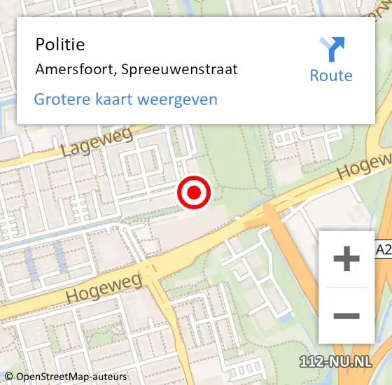 Locatie op kaart van de 112 melding: Politie Amersfoort, Spreeuwenstraat op 25 april 2023 13:14