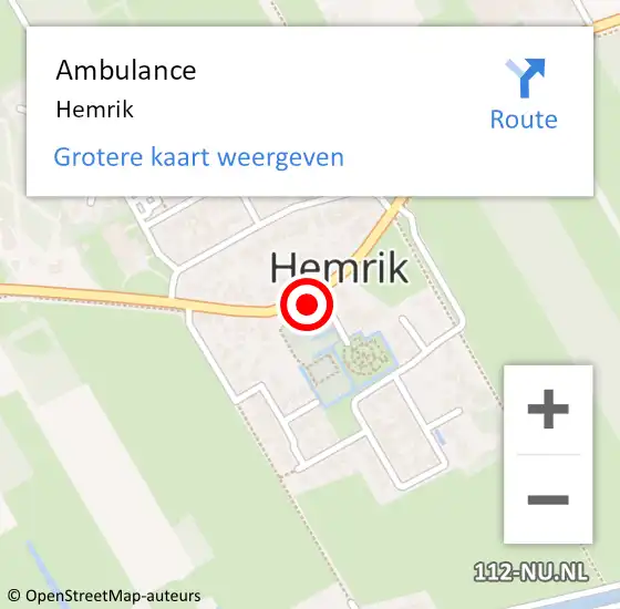 Locatie op kaart van de 112 melding: Ambulance Hemrik op 25 april 2023 15:29