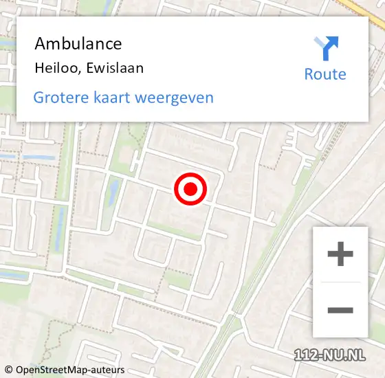 Locatie op kaart van de 112 melding: Ambulance Heiloo, Ewislaan op 25 april 2023 16:36