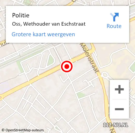Locatie op kaart van de 112 melding: Politie Oss, Wethouder van Eschstraat op 25 april 2023 19:10