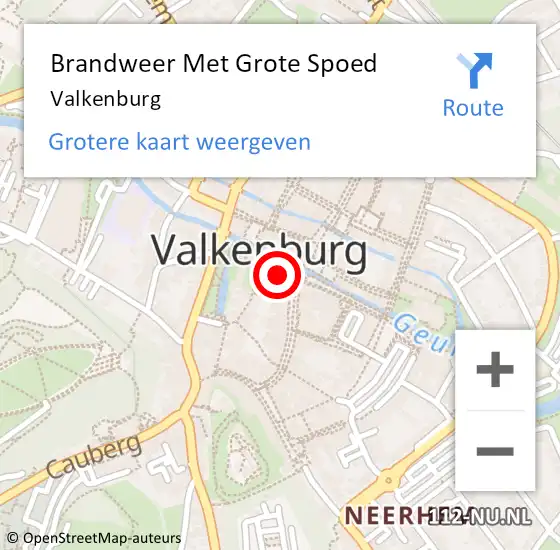 Locatie op kaart van de 112 melding: Brandweer Met Grote Spoed Naar Valkenburg op 25 april 2023 21:26