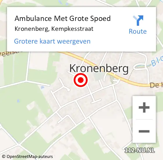 Locatie op kaart van de 112 melding: Ambulance Met Grote Spoed Naar Kronenberg, Kempkesstraat op 25 april 2023 21:26