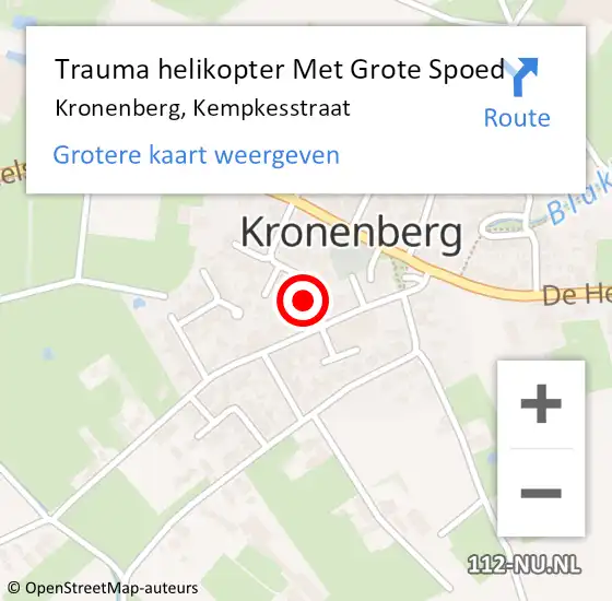 Locatie op kaart van de 112 melding: Trauma helikopter Met Grote Spoed Naar Kronenberg, Kempkesstraat op 25 april 2023 21:29