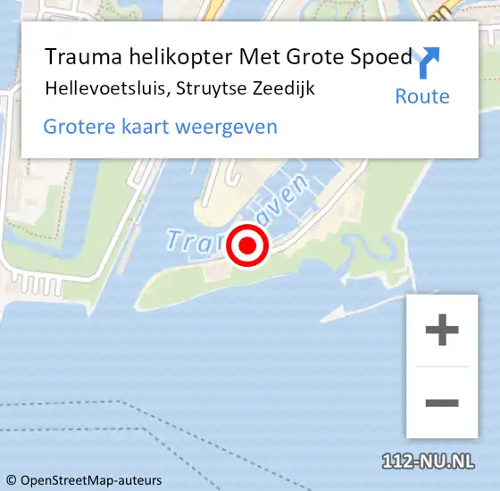 Locatie op kaart van de 112 melding: Trauma helikopter Met Grote Spoed Naar Hellevoetsluis, Struytse Zeedijk op 25 april 2023 21:38