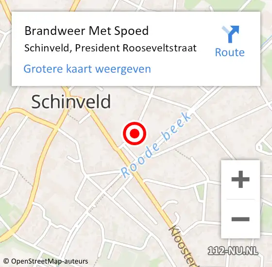 Locatie op kaart van de 112 melding: Brandweer Met Spoed Naar Schinveld, President Rooseveltstraat op 26 april 2023 00:21
