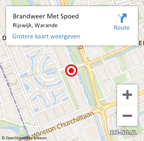 Locatie op kaart van de 112 melding: Brandweer Met Spoed Naar Rijswijk, Warande op 26 april 2023 07:58