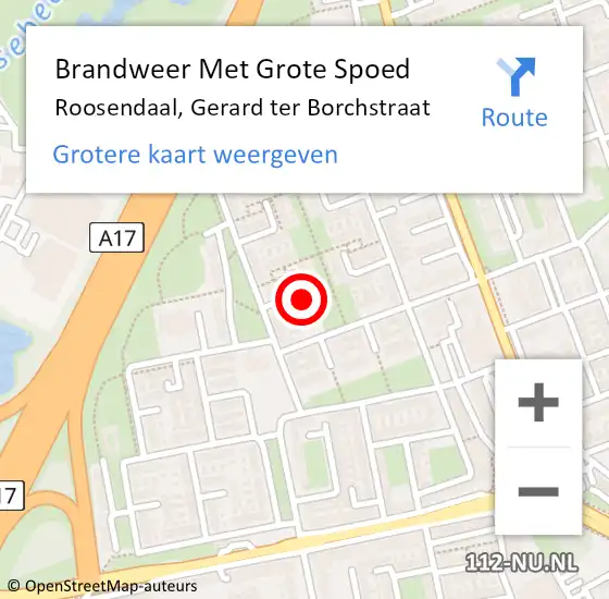 Locatie op kaart van de 112 melding: Brandweer Met Grote Spoed Naar Roosendaal, Gerard ter Borchstraat op 26 april 2023 08:17