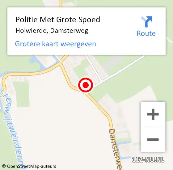 Locatie op kaart van de 112 melding: Politie Met Grote Spoed Naar Holwierde, Damsterweg op 26 april 2023 13:27