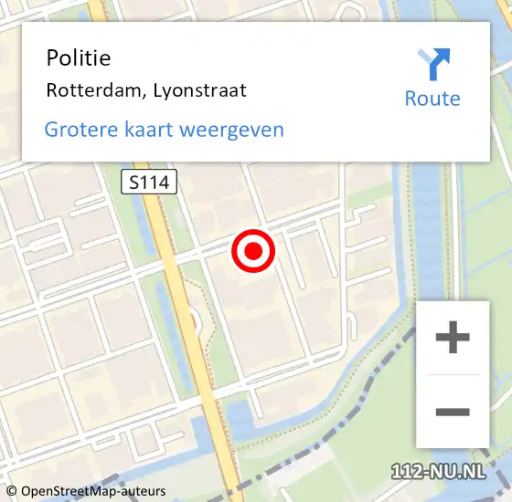 Locatie op kaart van de 112 melding: Politie Rotterdam, Lyonstraat op 26 april 2023 14:19